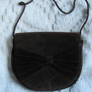 Vintage Brown Velvet Small Shoulder Bag